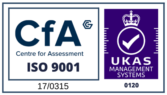 CFA ISO 9001 17/0315 and UKAS Management Systems 0120 badges